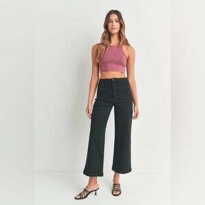 Just Black Denim sizs 27 patch pocket wide leg jeans in black.